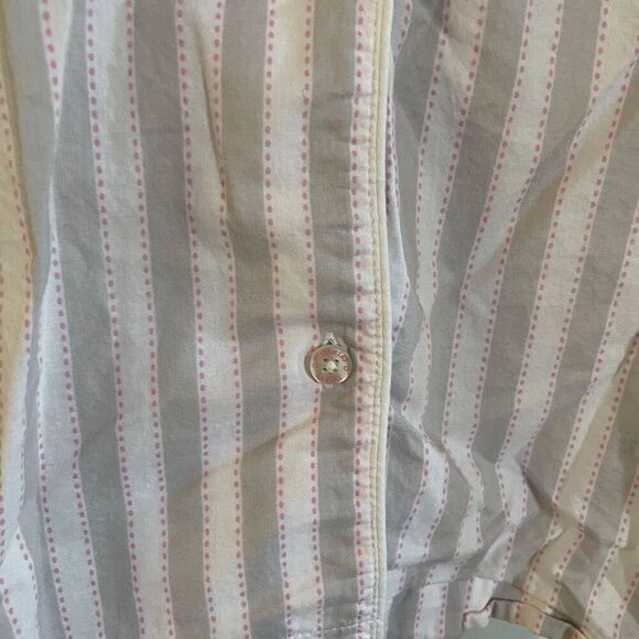 Victorias Secret Medium Long Sleeve Button Up Pajama Top Grey Pink - Picture 6 of 8